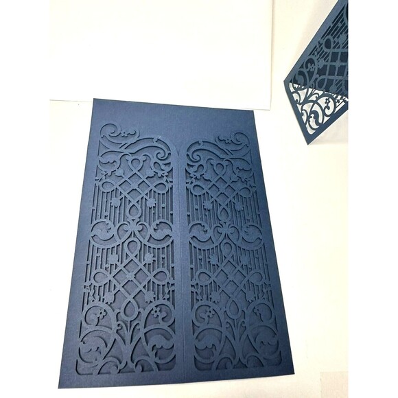 WISHMADE Laser Cut Gatefold Invitation Jackets  ONLY with Envelopes 72 Ct Blue - Picture 1 of 4